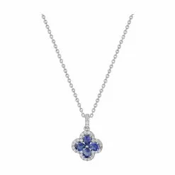 Robbez Masson Collier En Or Blanc, Saphir De 0.8ct Et Diamants De 0.19ct