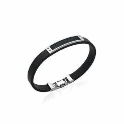 La Coque De Nacre Bracelet En Acier Et Cuir, Longueur De 21cm