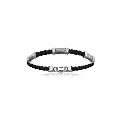 La Coque De Nacre Bracelet En Acier Et Cuir, Longueur De 19cm