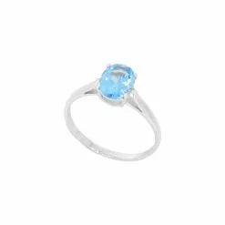 Bellon Bague 4 Griffes En Or Blanc Et Aigue Marine