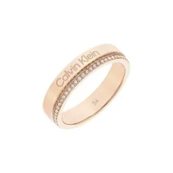 Bague Calvin Klein Timeless En Métal Doré Rose Et Cristaux, Taille 52