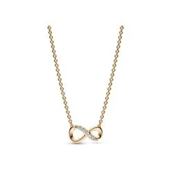 Collier Pandora Infini Scintillant En Métal Doré