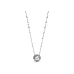 Collier Pandora Timeless Halo Scintillant Rond En Argent Et Oxyde De Zirconium, 45cm