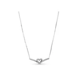 Collier Pandora Wish Cœur Vœu Scintillant En Argent Et Oxyde De Zirconium, 45cm