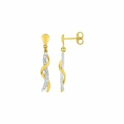Robbez Masson Boucles D'oreilles En Or Jaune, Or Blanc Et Oxyde De Zirconium