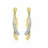 Robbez Masson Boucles D'oreilles Pendantes En Or Jaune, Or Blanc Et Oxydes De Zirconium