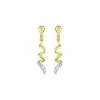 Robbez Masson Boucles D'oreilles En Or Jaune, Or Blanc Et Oxyde De Zirconium