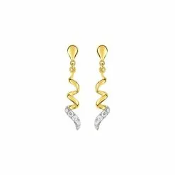 Robbez Masson Boucles D'oreilles En Or Jaune, Or Blanc Et Oxyde De Zirconium
