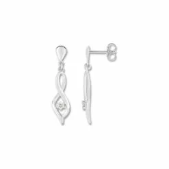 Robbez Masson Boucles D'oreilles Pendantes En Or Blanc Et Diamants De 0.01ct