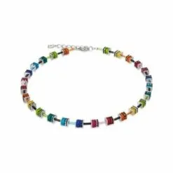 Collier Coeur De Lion En Polaris, Rondelles De Strass Et Acier