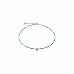 Coeur De Lion Collier Cœur De Lion En Métal Doré Rose Et Cristaux Et Verres Taillés