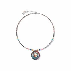 Coeur De Lion Collier Cœur De Lion En Métal Doré Rose, Acier Et Hématites, Cristaux Et Verres Taillés