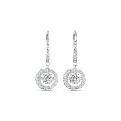 Boucles D'oreilles Swarovski Sparkling Dance En Métal Rhodié Et Cristaux Swarovski