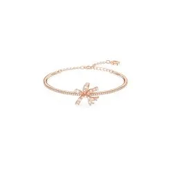 Bracelet Jonc Swarovski Volta En Métal Doré Rose Et Cristaux Swarovski