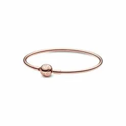 Bracelet Jonc Pandora Icons Moments En Métal Doré Rose, 17 Cm