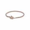 Bracelet Pandora Icons Maille Serpent Fermoir En T Moments En Métal Doré Rose, 18 Cm