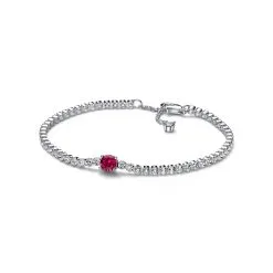 Bracelet Pandora Timeless Rivière Pavé Rond Scintillant Rouge En Argent, 16cm