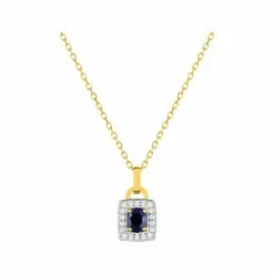 Robbez Masson Collier En Or Jaune, Or Blanc Et Oxyde De Zirconium, Saphir