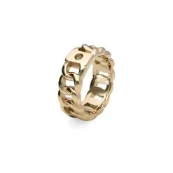 Bague QUDO Liberi En Métal Doré Et Pierre De Couleur Gold, Taille 58