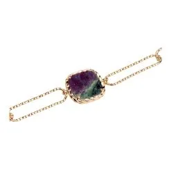 Bracelet Chaine Ana & Cha Kiara En Plaqué Or Jaune Et Rubis Zoïsite