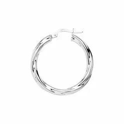 Robbez Masson Boucles D'oreilles Créoles Torchon En Or Blanc, 20mm