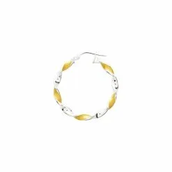 Robbez Masson Boucles D'oreilles Créoles En Or Jaune Et Rhodium, 20mm