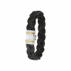 Bracelet Albanu Savane En Poils D'éléphants Tressés, Acier Et Or Jaune