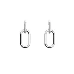 Boucles D'oreilles Pendantes Les Georgettes Les Précieuses Chaine, Finition Argentée, 25mm