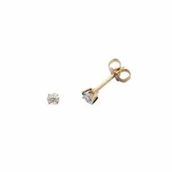 Sfm Boucles D'oreilles Clous Serti 4 Griffes En Or Jaune Et Diamants