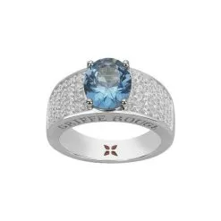 Bague Griffe Rouge En Argent Et Oxyde De Zirconium