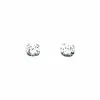 Robbez Masson Boucles D'oreilles 4 Griffes En Or Blanc Et Oxyde De Zirconium