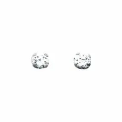 Robbez Masson Boucles D'oreilles 4 Griffes En Or Blanc Et Oxyde De Zirconium
