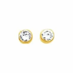 Robbez Masson Boucles D'oreilles En Or Jaune Et Oxyde De Zirconium