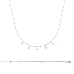 La Coque De Nacre Collier En Argent Rhodié Et Oxyde De Zirconium, 45cm