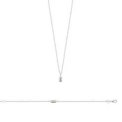 La Coque De Nacre Collier En Argent Rhodié Et Oxyde De Zirconium, 45cm