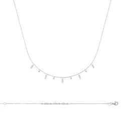 La Coque De Nacre Collier En Argent Rhodié Et Oxyde De Zirconium, 45cm