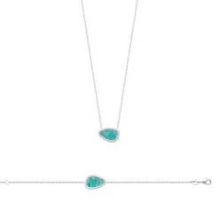La Coque De Nacre Collier En Argent Rhodié Et Amazonite, 45cm