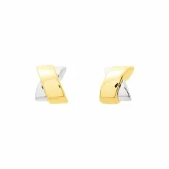 Robbez Masson Boucles D'oreilles En Or Jaune Et Or Blanc Rhodié