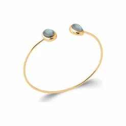 La Coque De Nacre Bracelet Jonc En Plaqué Or Et Labradorite