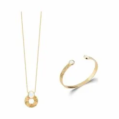 La Coque De Nacre Collier En Plaqué Or Et Pierre De Lune, 45cm