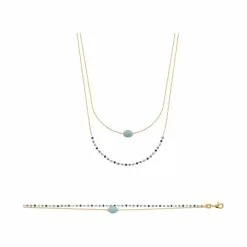 La Coque De Nacre Collier En Plaqué Or Et Amazonite, 45cm