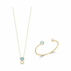 La Coque De Nacre Collier En Plaqué Or Et Pierre Véritable, 45cm