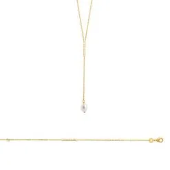 La Coque De Nacre Collier En Plaqué Or, Perle De Culture Et Oxyde De Zirconium, 45cm