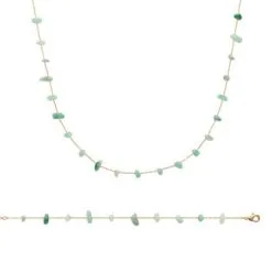 La Coque De Nacre Collier En Plaqué Or Et Quartzite Vert, 45cm
