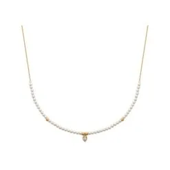 La Coque De Nacre Collier En Plaqué Or, Perle D'imitation Et Oxyde De Zirconium