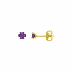 Robbez Masson Boucles D'oreilles En Or Jaune Et Améthystes, 4mm