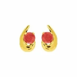 Robbez Masson Boucles D'oreilles En Or Jaune Et Rubis