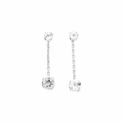 Robbez Masson Boucles D'oreilles Pendantes En Or Blanc Et Oxydes De Zirconium