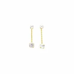 Robbez Masson Boucles D'oreilles En Or Jaune Et Oxydes De Zirconium