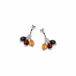 Opalook Boucles D'oreilles En Argent Rhodié Et Ambre
